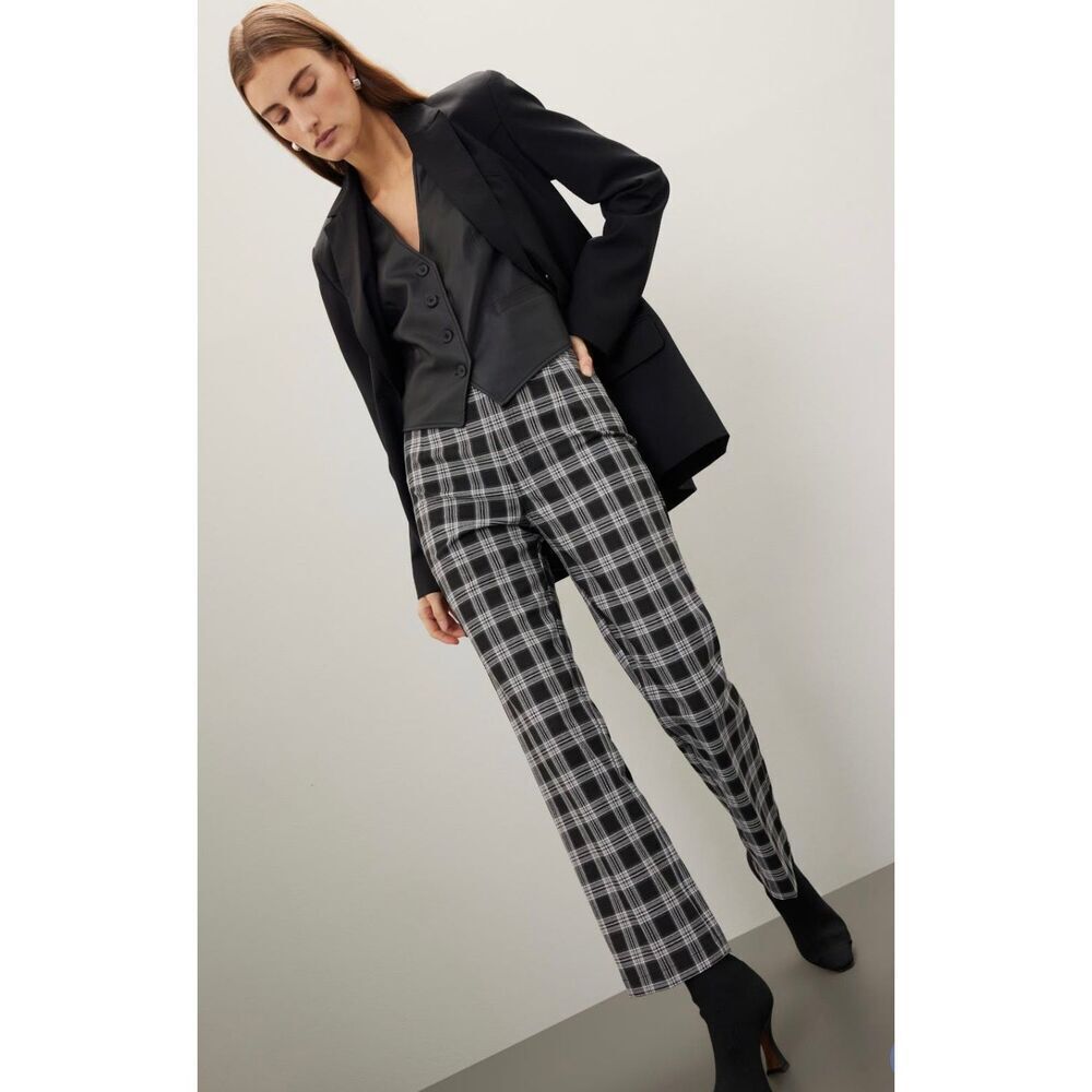 Reformation Franklin Plaid Pant Black Size 0P